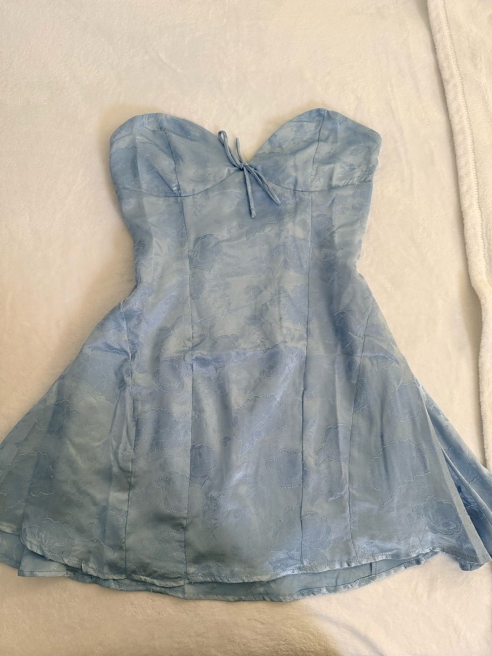 Princess Polly Baby Blue Strapless Jacquard Mini Dress